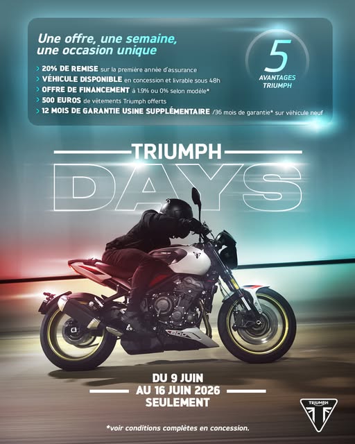 Les Triumph Days reviennent chez votre concessionnaire Triumph